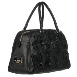 Valentino Flower Embellished Leather Bowler Bag