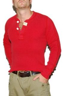Polo Ralph Lauren RRL Mens Thermal Henley Shirt Red Small