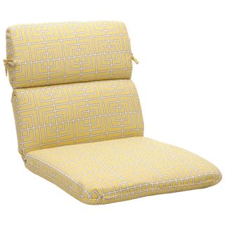 Outdoor Yellow and Grey Geometric Rounded Chair Cushion