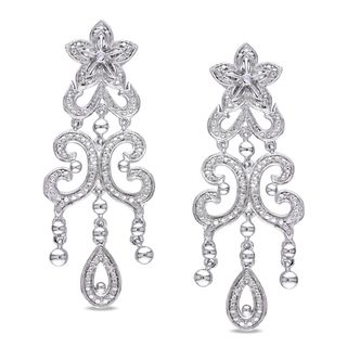 Miadora Sterling Silver Diamond Ear Pin Earrings