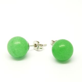 Pretty Little Style Silvertone Green Apple Agate Earrings