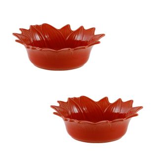 Appolia French Ceramic Cherry Red Sunflower Bakeware Bowls (Set of 2