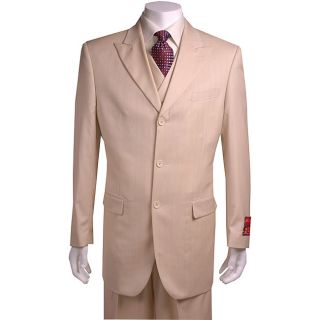 Mantoni Urban Mens 3 piece Peak Lapel Wool Suit