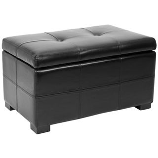 Maiden Tufted Black Bicast Leather Small Indoor Storage Bench