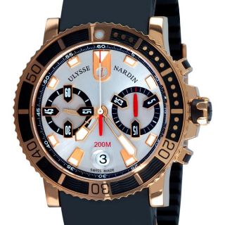 Ulysse Nardin Mens Maxi Marine Diver Rose Gold Chronograph Watch