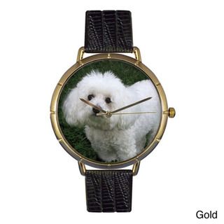 Whimsical Womens Bichon Photo Leather Strap Watch