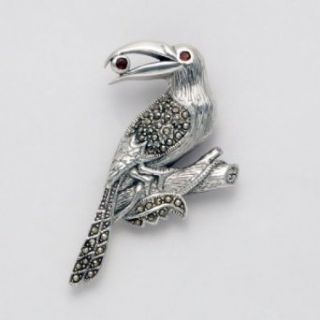 Marcasite Toucan with Garnet Pin Clothing