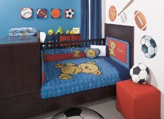 Baby Boy Red Blue Little Bear Crib Bedding Set 6 Pcs Baby