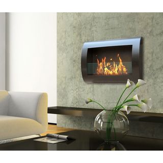 Anywhere Black Indoor Wall Mount Fireplace