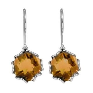 Sterling Silver Bali Faceted Citrine Dangle Earrings (Indonesia