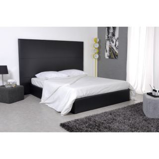 SKIN Lit 160x200 noir   Tête de lit surpiqûre ton sur ton   Design