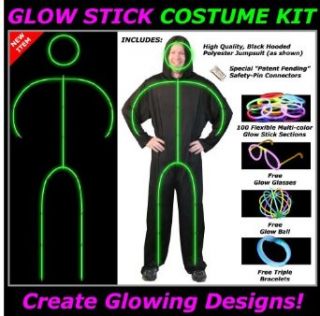 Glow Stick Costume Kit, Mens Large, Green Clothing