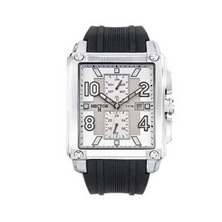 Hector H France Mens Classic Rectangular White Dial Chronograph Date