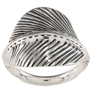 Sunstone Sterling Silver Antiqued Leaf Ring