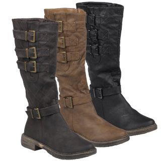 Journee Collection Womens Harvey 1 Quilted Top Buckle Detail Boots