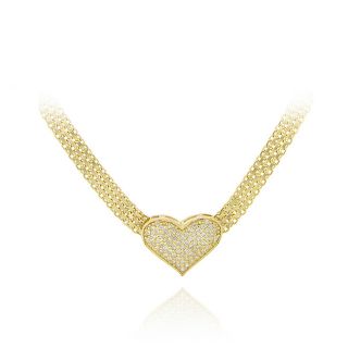 Icz Stonez 18k Gold over Sterling Silver CZ Heart Mesh Necklace Today