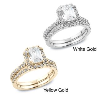 14k Gold 1ct TDW Radiant Diamond Halo Bridal Ring Set (H I, SI1 SI2