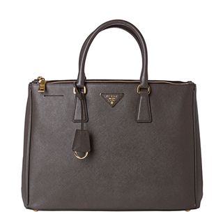 Prada Lux Graphite Saffiano Leather Top handle Tote Bag