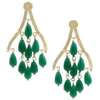 Rivka Friedman 18k Gold Overlay Green Quartzite Chandelier Earrings
