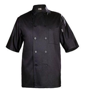 Chef Works BLSS Chambery Short Sleeve Basic Chef Coat, Black, Large