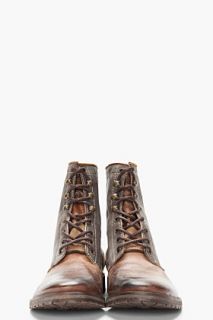 Diesel Brown Worn Leather Dot Boots for men