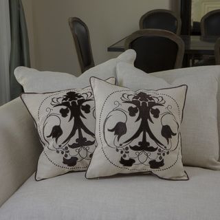 Christopher Knight Home Black Embroidered Pillows (Set of 2