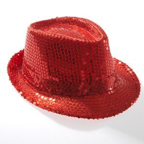 Red Sequin Fedora Clothing