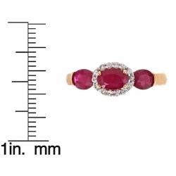 Yach 10k Yellow Gold Ruby and White Sapphire Fashion Ring