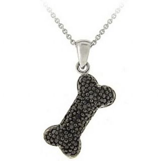 DB Designs Sterling Silver Black Diamond Accent Dog Bone Necklace