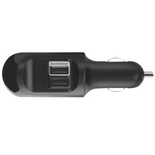 Chargeur voiture double USB   2 câbles USB mini B et charge/sync