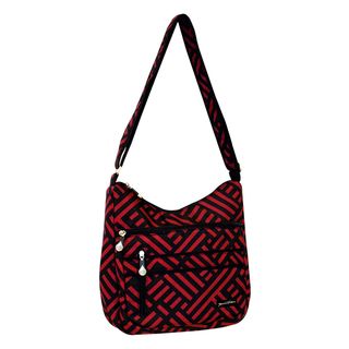 Jenni Chan Womens Black/Red Signature Soft Crossbody Tote Bag