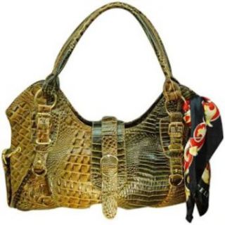Vecceli Italy Alligator Embossed Brown Handbag Designed by