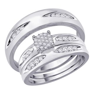 10k White Gold 1/2ct TDW Diamond His and Hers Bridal Ring Set (G H, I2