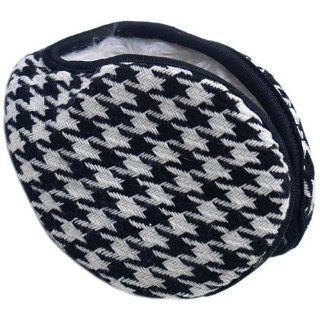 Black & White Earmuffs   Houndstooth Collapsable Ear Warmers   Faux