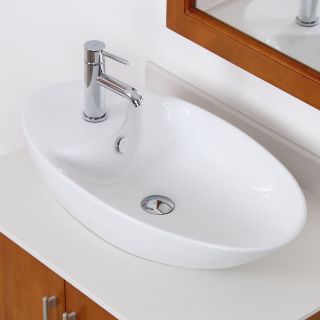 Elite White Ceramic Contemporary Oval Bathroom Sink Today $141.99