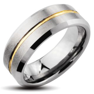 Tungsten Carbide Mens Gold Groove Ring Today $46.99 5.0 (1 reviews