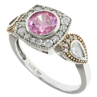 Michael Valitutti Signity 14k Gold Pink and White Cubic Zircona Ring