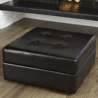 Christopher Knight Home Chatsworth Brown Leather Storage Ottoman