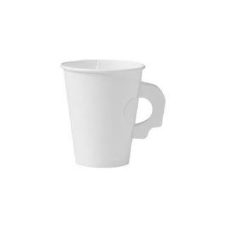 Poly coated Hot Paper Cups with Handles in White Office
