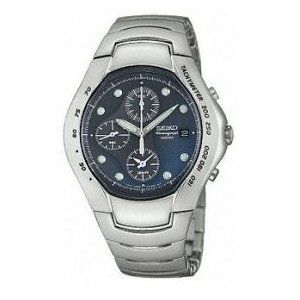 Seiko SNA065 Stainless Steel Alarm Chronograph Blue Dial Watch
