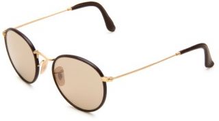 ,Matte Gold Brown Leather Frame/Brown Lens,50 mm: Ray Ban: Shoes