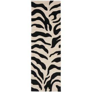 Handmade Soho Zebra Beige/ Black New Zealand Wool Rug (26 x 8) MSRP