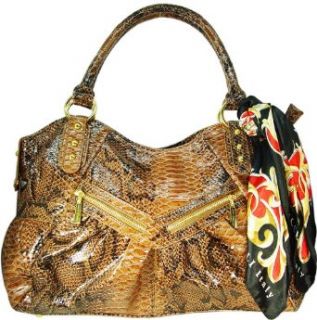 Vecceli Italy Snake Skin Embossed Brown Handbag Designed