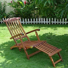 Vifah Outdoor Wood Steamer Folding Chaise Lounge 54L X 22