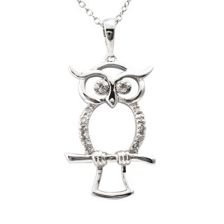 Sterling Silver 1/10ct TDW Diamond Owl Critter Necklace Today $34.49