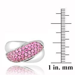 Icz Stones Silvertone Created Pink Sapphire Criss Cross Ring