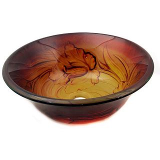 Glass Amber Flower Sink Bowl