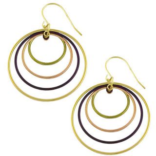 14k Multicolor Gold Circle Drop Earrings