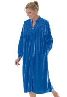 Only Necessities Plus Size Smocked Velour Robe