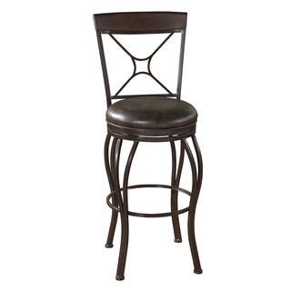 Cordes Textured Brown Leather Swivel Bar Stool
